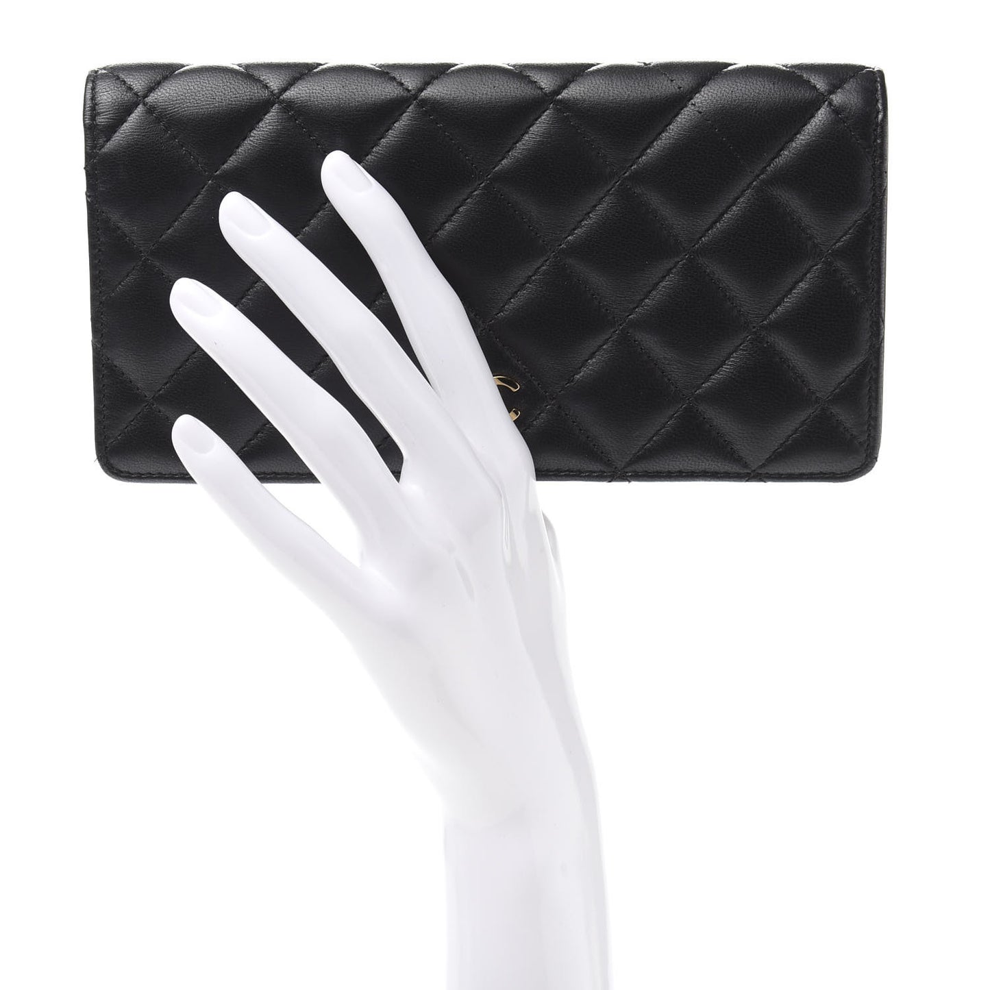 Lambskin Quilted Yen Wallet Black