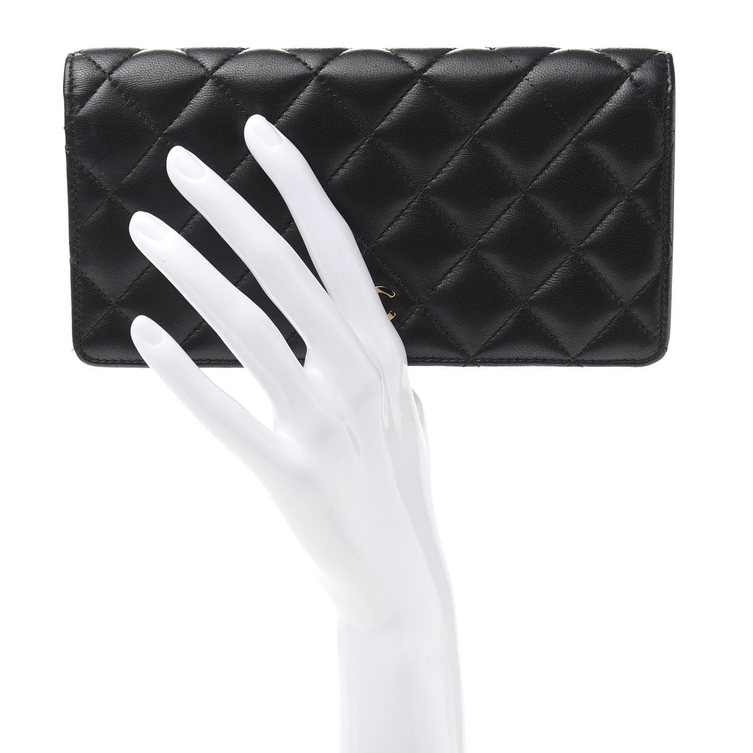 Chanel Lambskin Quilted Yen Wallet Black 2 of 12