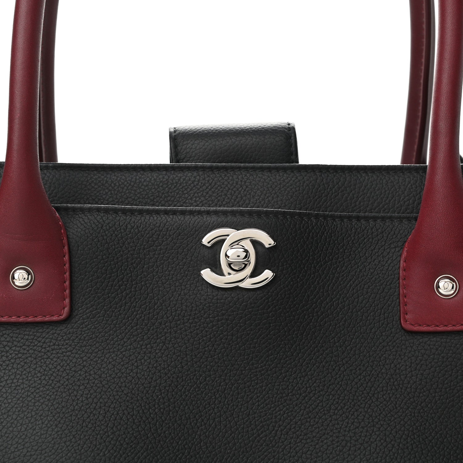 Chanel Calfskin Cerf Executive Shopper Tote Burgundy Black 7 of 9