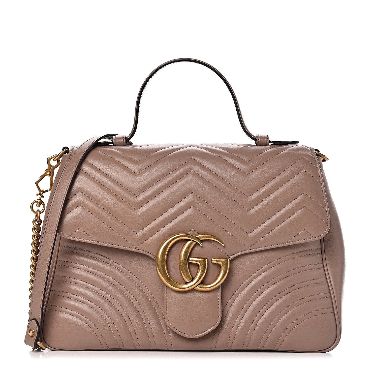 Gucci Calfskin Matelasse Medium GG Marmont Top Handle Shoulder Bag Porcelain Rose 1 of 16