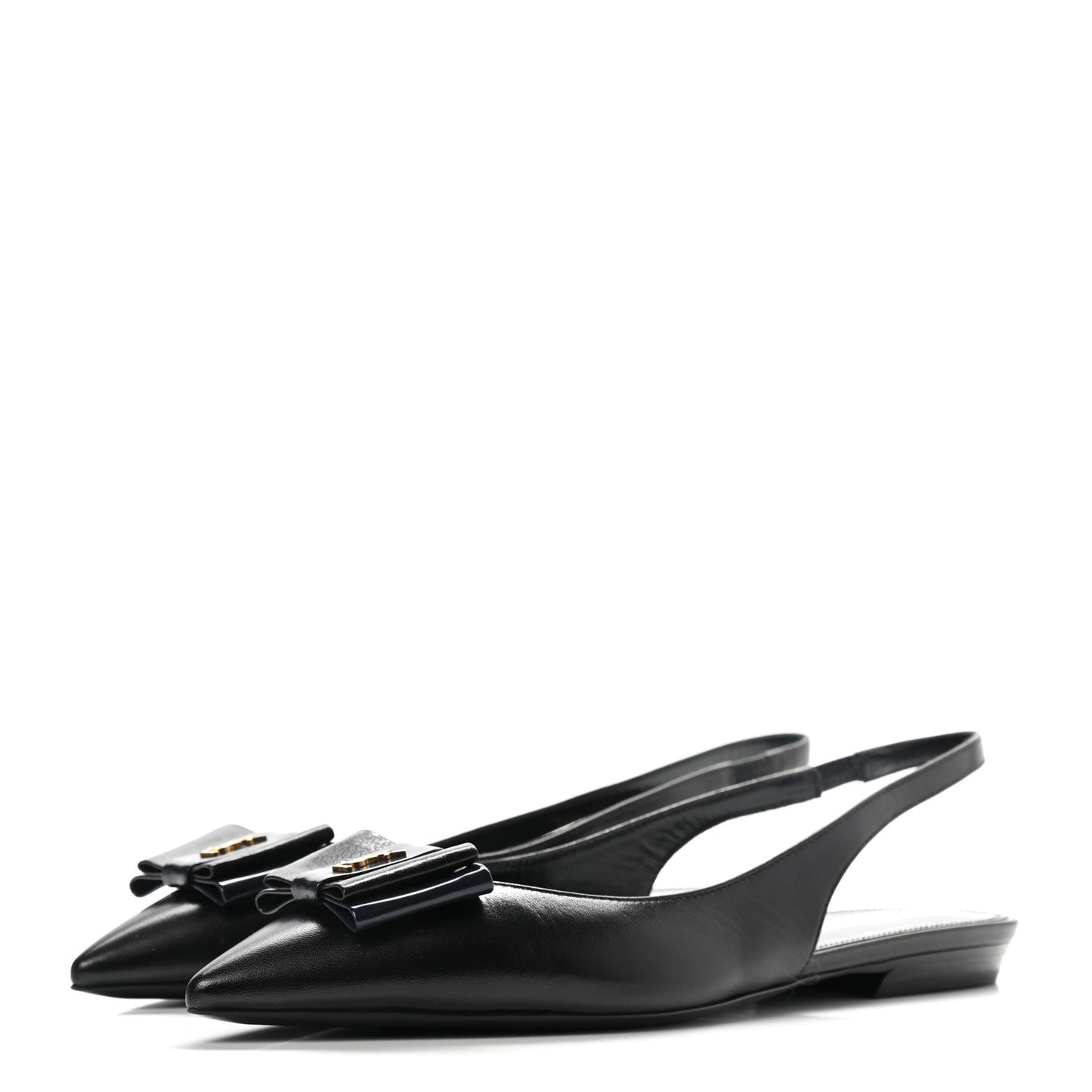 Patent Smooth Lambskin Anais Slingback Flats 35.5 Black