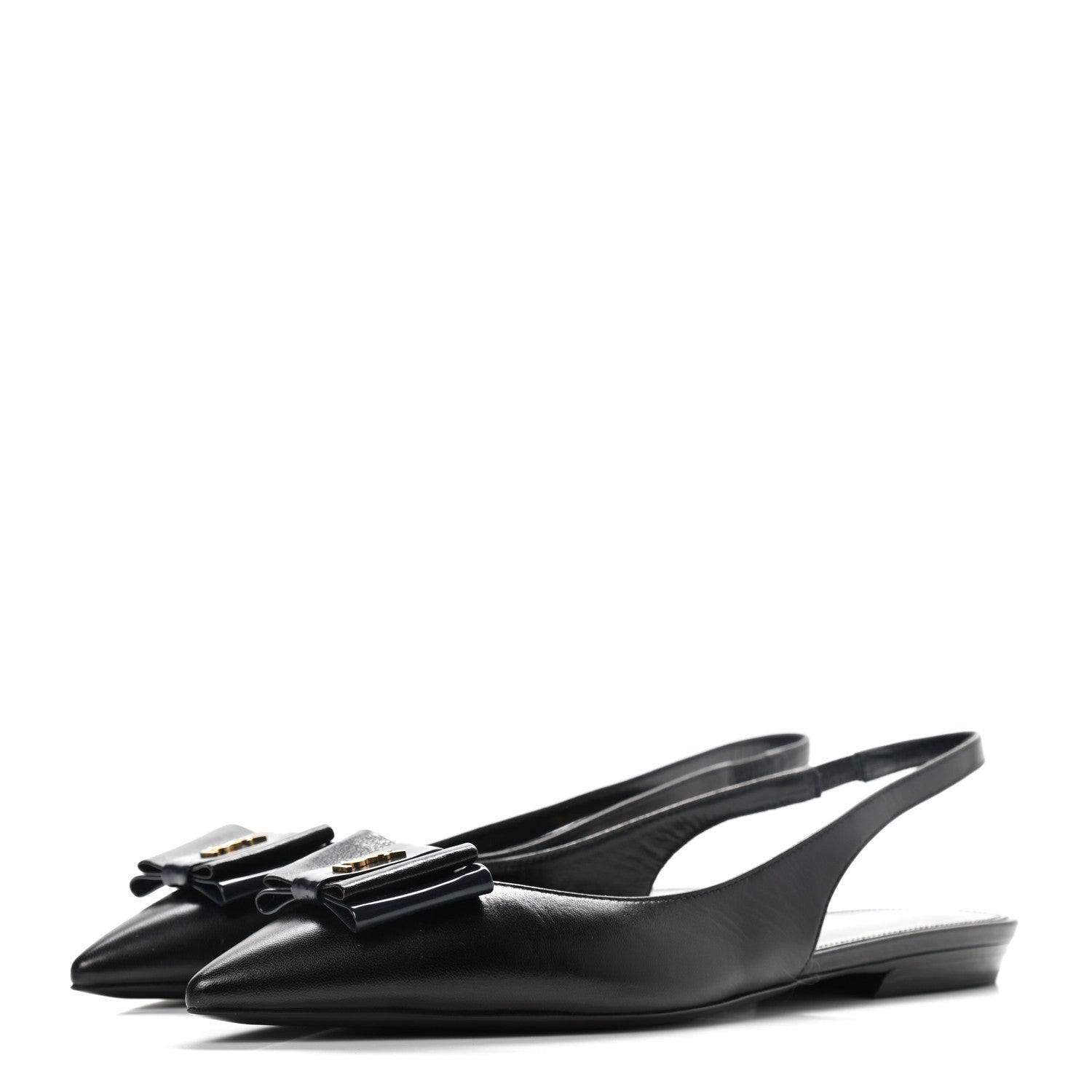 Saint Laurent Patent Smooth Lambskin Anais Slingback Flats 35.5 Black 3 of 8