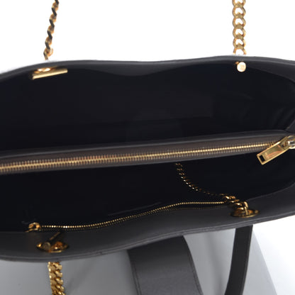 Saint Laurent Grain De Poudre Matelasse Chevron Monogram Shopping Bag Fog 5 of 11