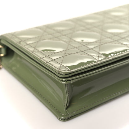 Christian Dior Patent Cannage Lady Dior Chain Wallet Dusty Jade 9 of 10