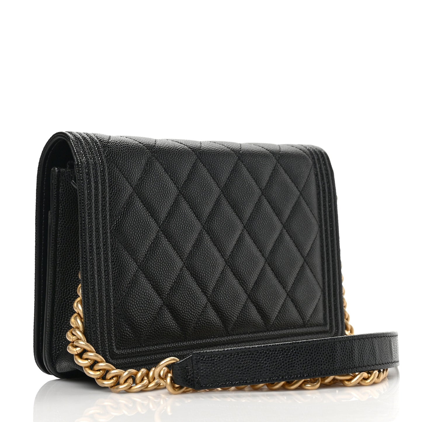 Caviar Quilted Boy Wallet On Chain WOC Black