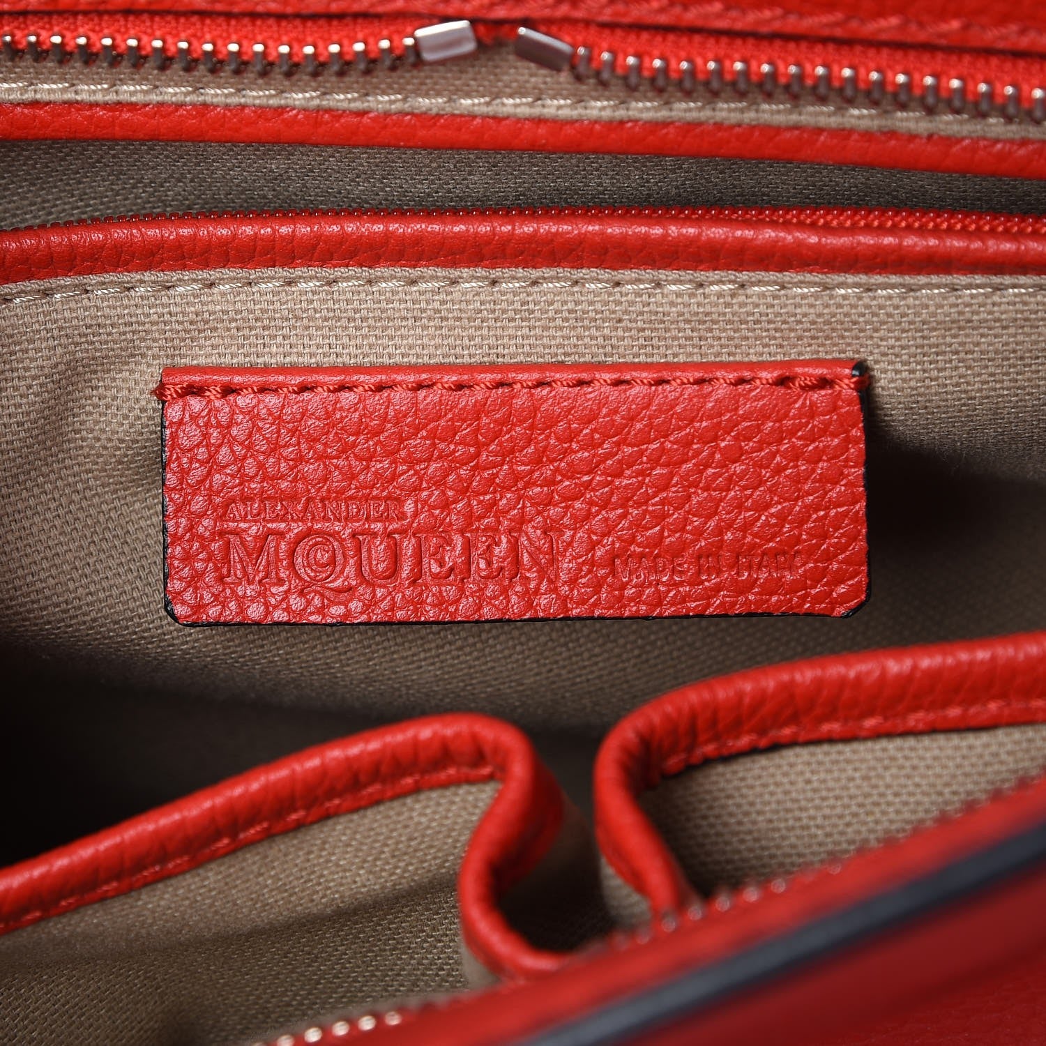 Alexander McQueen Pebbled Calfskin Small Skull Padlock Zip Around Tote Red 6 of 7