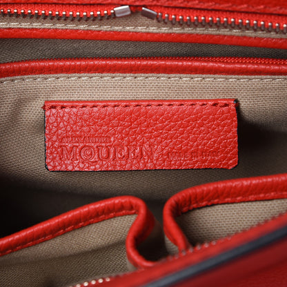 Alexander McQueen Pebbled Calfskin Small Skull Padlock Zip Around Tote Red 6 of 7