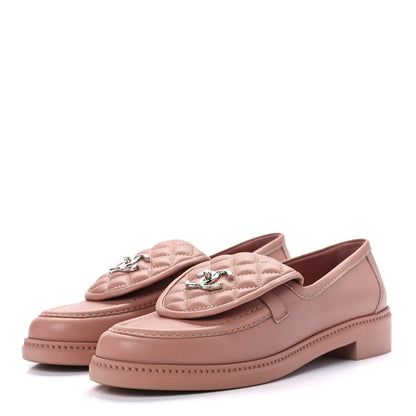 Chanel Lambskin Quilted CC Turnlock Loafers 41 Dark Pink 3 of 9