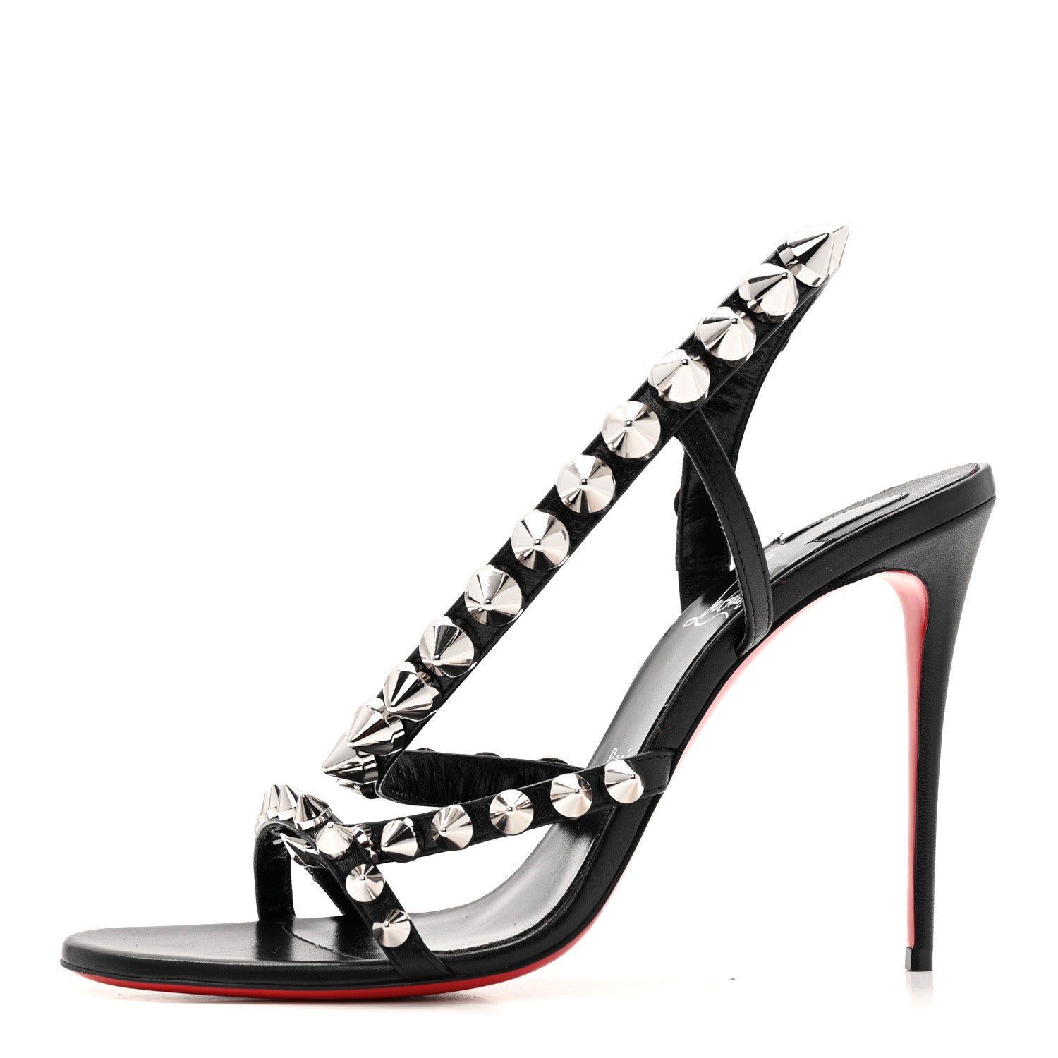 Christian Louboutin Calfskin Spikita Slingback 100 Stiletto Pumps 41 Black Silver 1 of 11