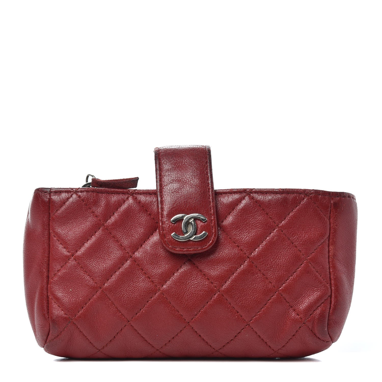 Chanel Lambskin Quilted Mini Phone Holder Clutch Red 1 of 6
