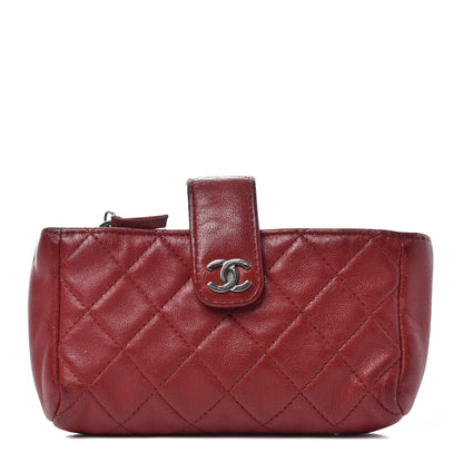 Chanel Lambskin Quilted Mini Phone Holder Clutch Red 1 of 6