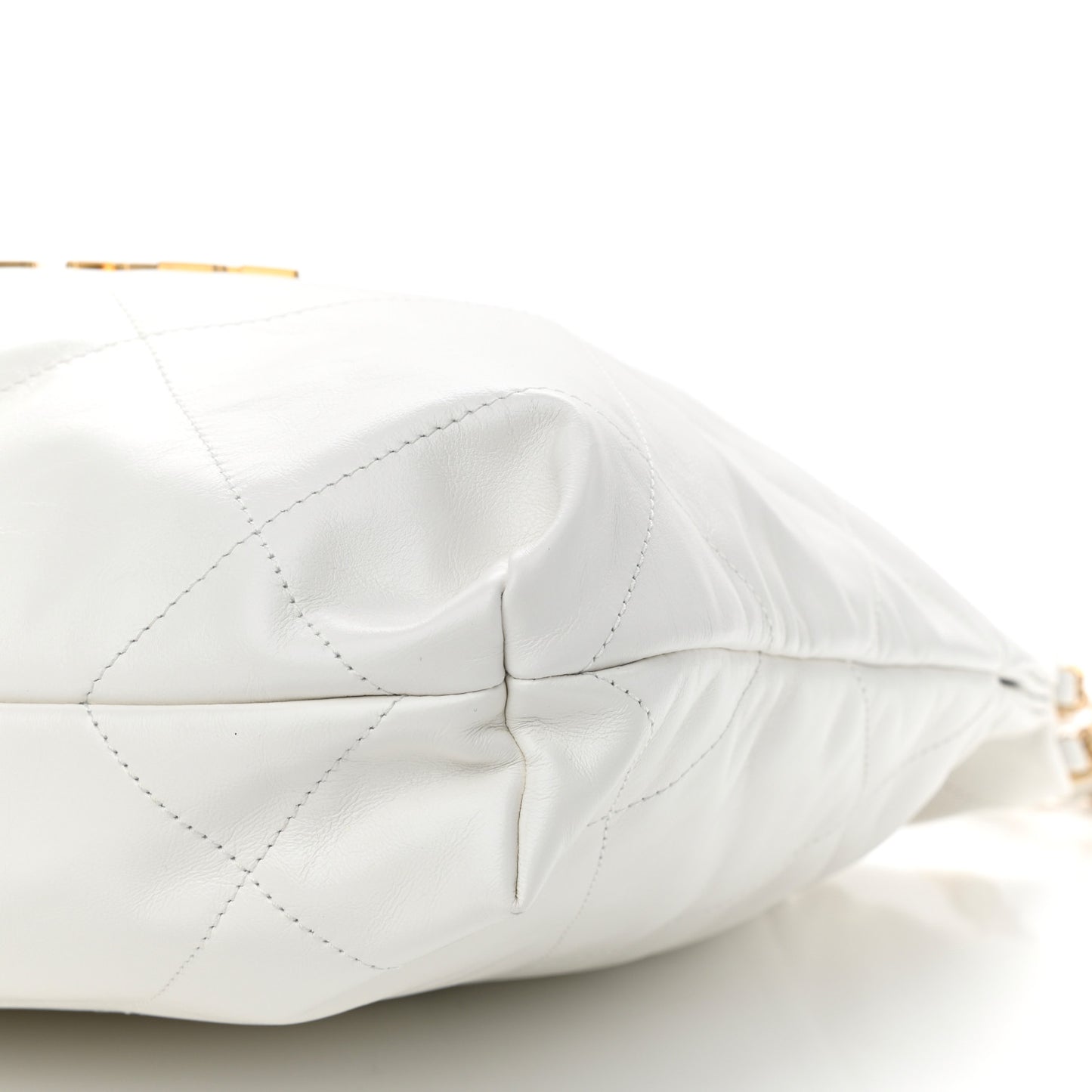 Shiny Calfskin Quilted Small Chanel 22 White