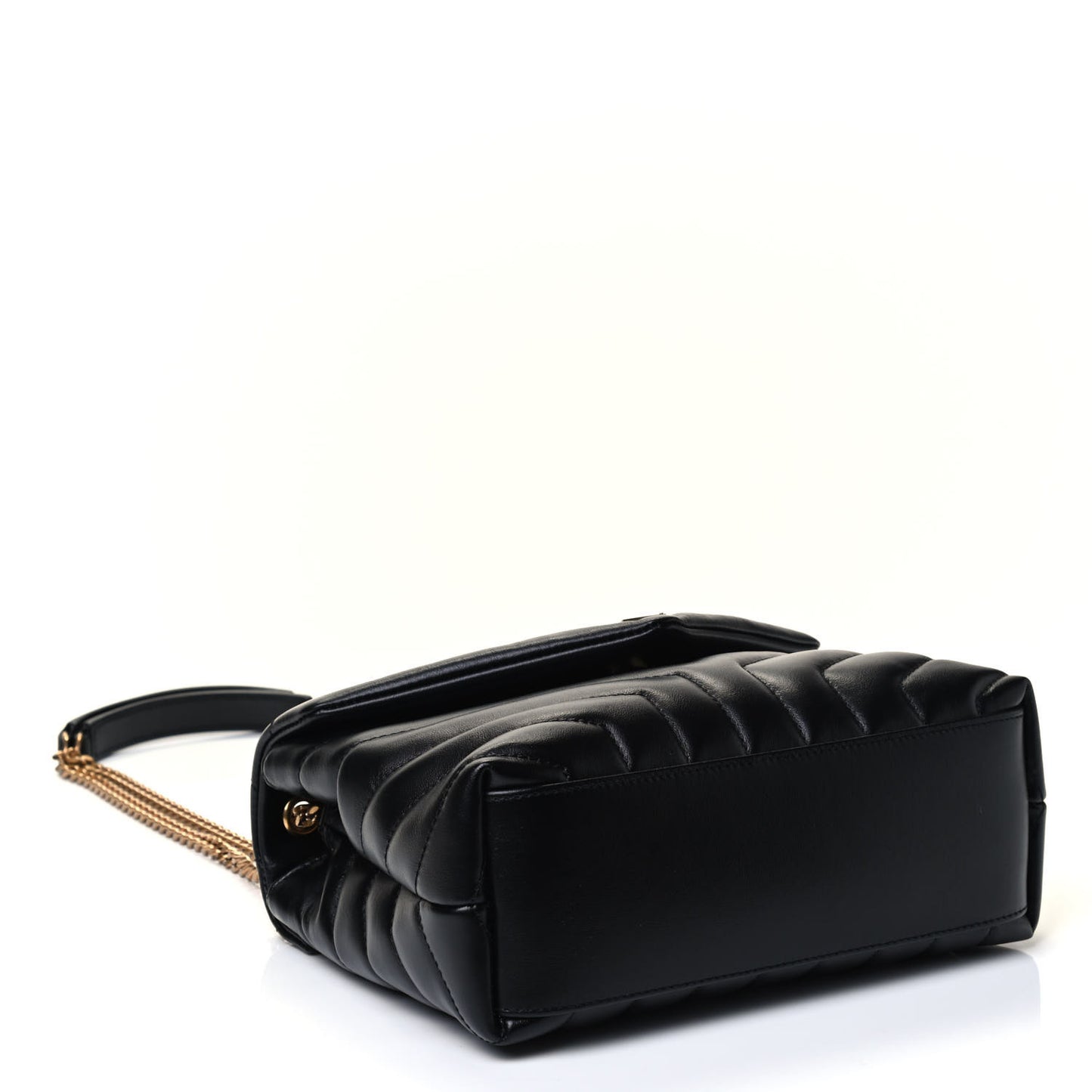 Calfskin Y Quilted Monogram Small Loulou Chain Satchel Black