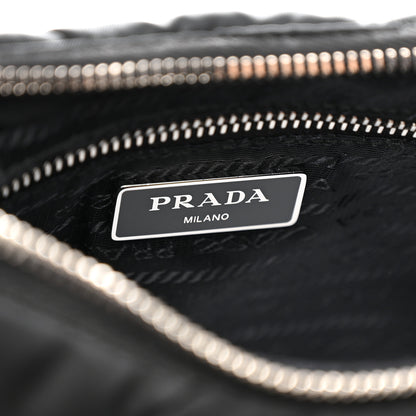 Prada Re-Nylon Triangle Padded Patchwork Shoulder Bag Black 7 of 11