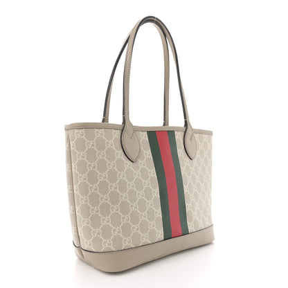 Gucci GG Supreme Monogram Textured Dollar Calfskin Web Small Ophidia Tote Beige Mystic White Oatmeal 3 of 11