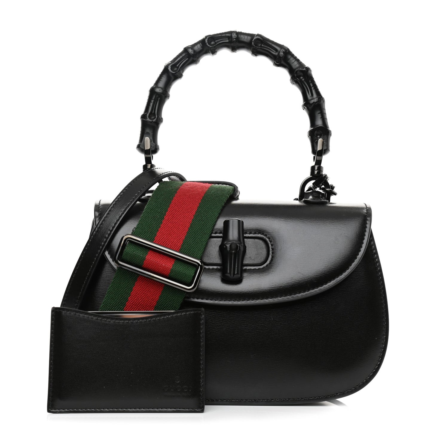 Boarded Dyana Lux Calfskin Web Monochrome Small Bamboo 1947 Top Handle Bag Black