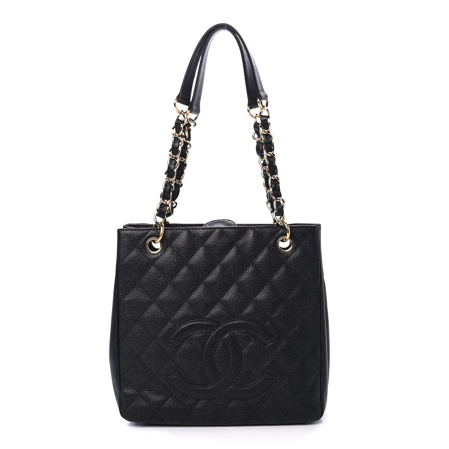 Caviar Quilted Petit Shopping Tote PST Black