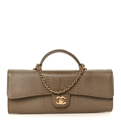Chanel Calfskin Lizard Embossed Clutch With Chain Dark Khaki Dark Khaki 1 of 12