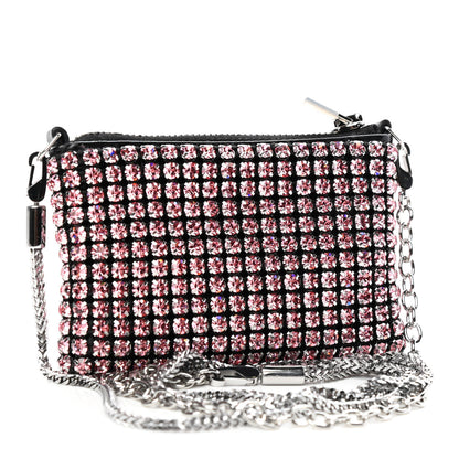 Alexander Wang Mesh Crystal Rhinestone Nano Heiress Shoulder Bag Black Pink 2 of 4
