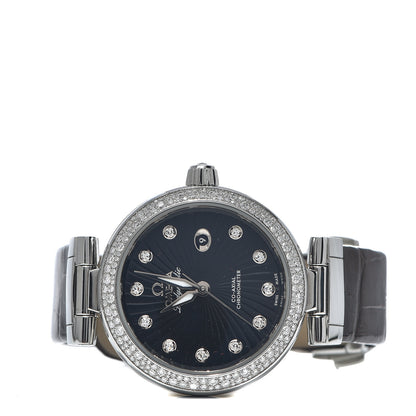 Omega Stainless Steel Alligator Diamond Pave Bezel 34mm De-Ville Ladymatic Co-Axial Automatic Watch Black 425.35.34.20.51.001 3 of 7
