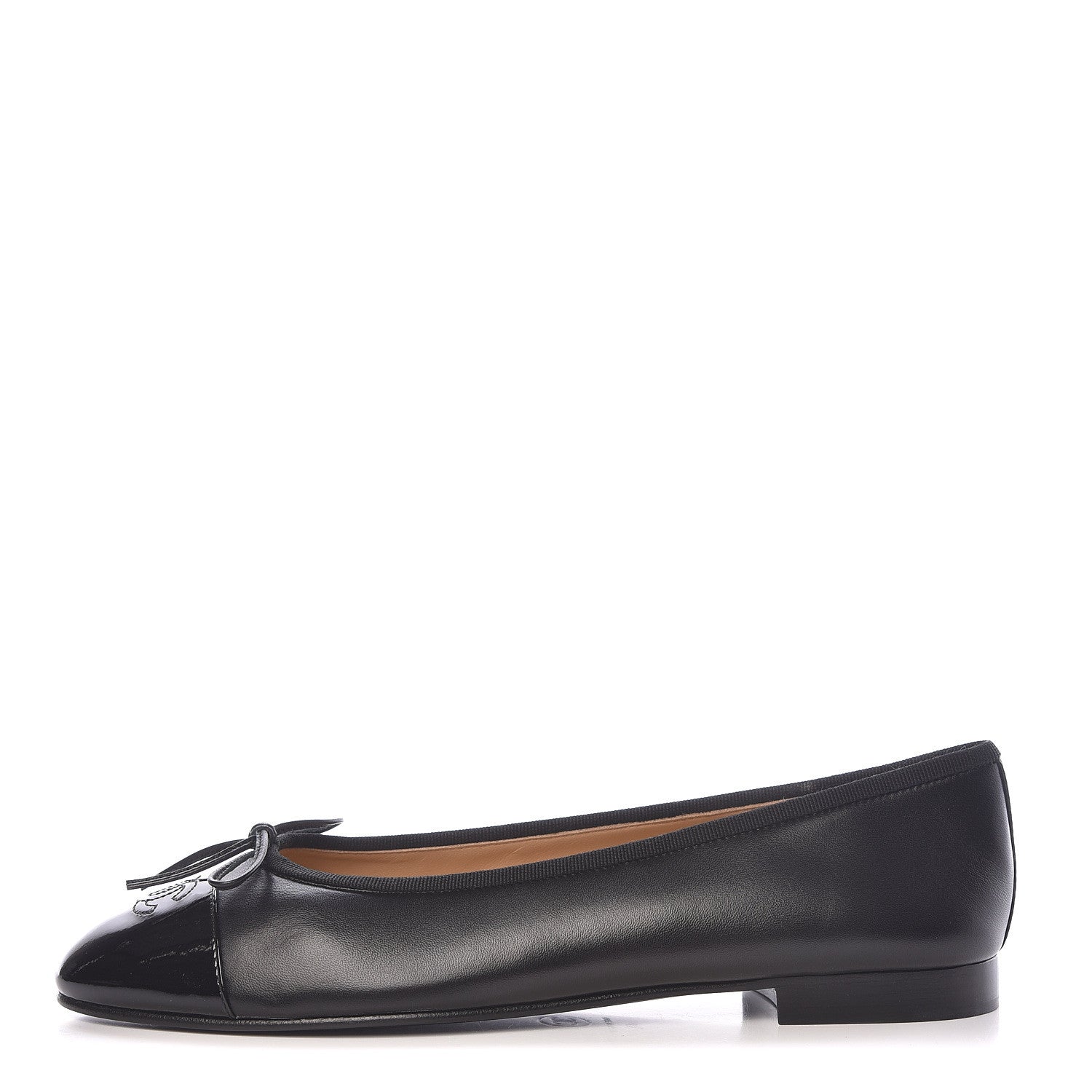 Chanel Lambskin Patent Cap Toe Ballerina Flats 41 Black 1 of 9
