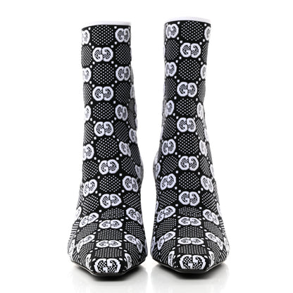Gucci Technical Jersey Knit GG Monogram Square G 75mm Ankle Boots 38 Black Great White 2 of 8