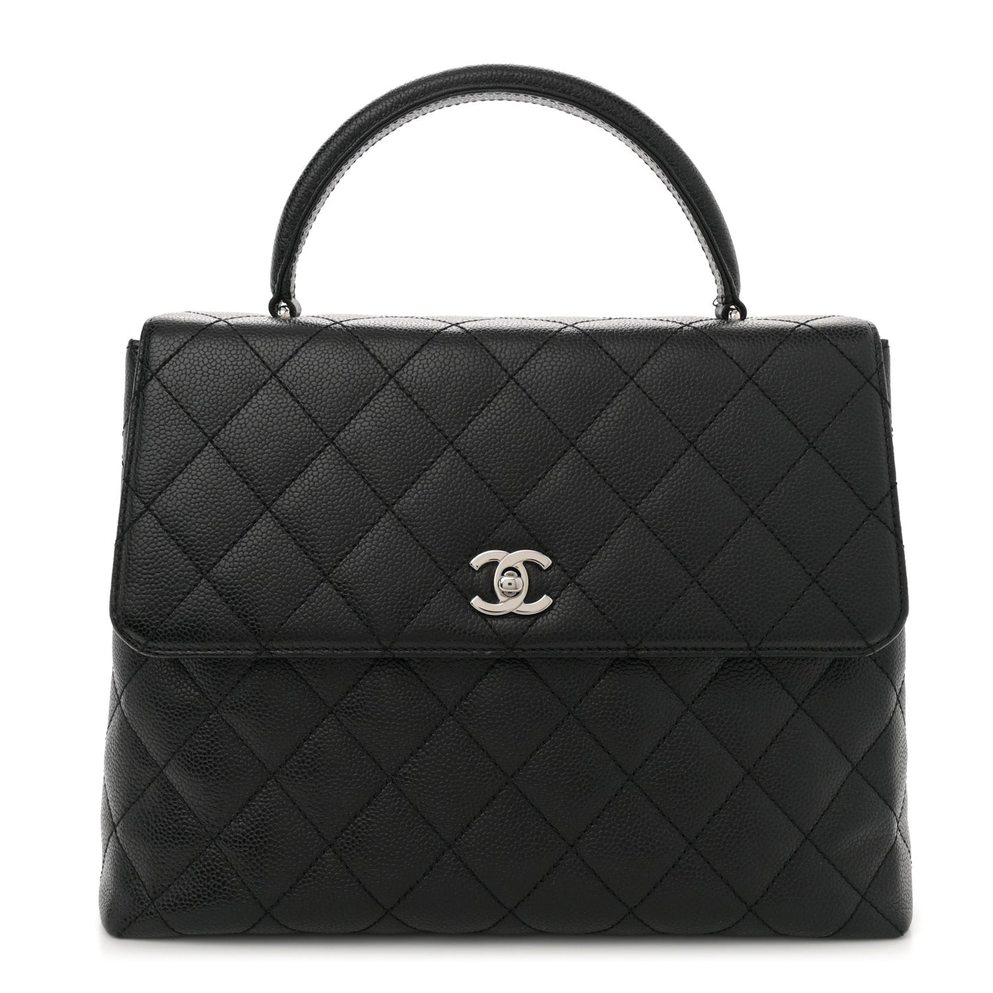 Caviar Quilted Jumbo Kelly Flap Black