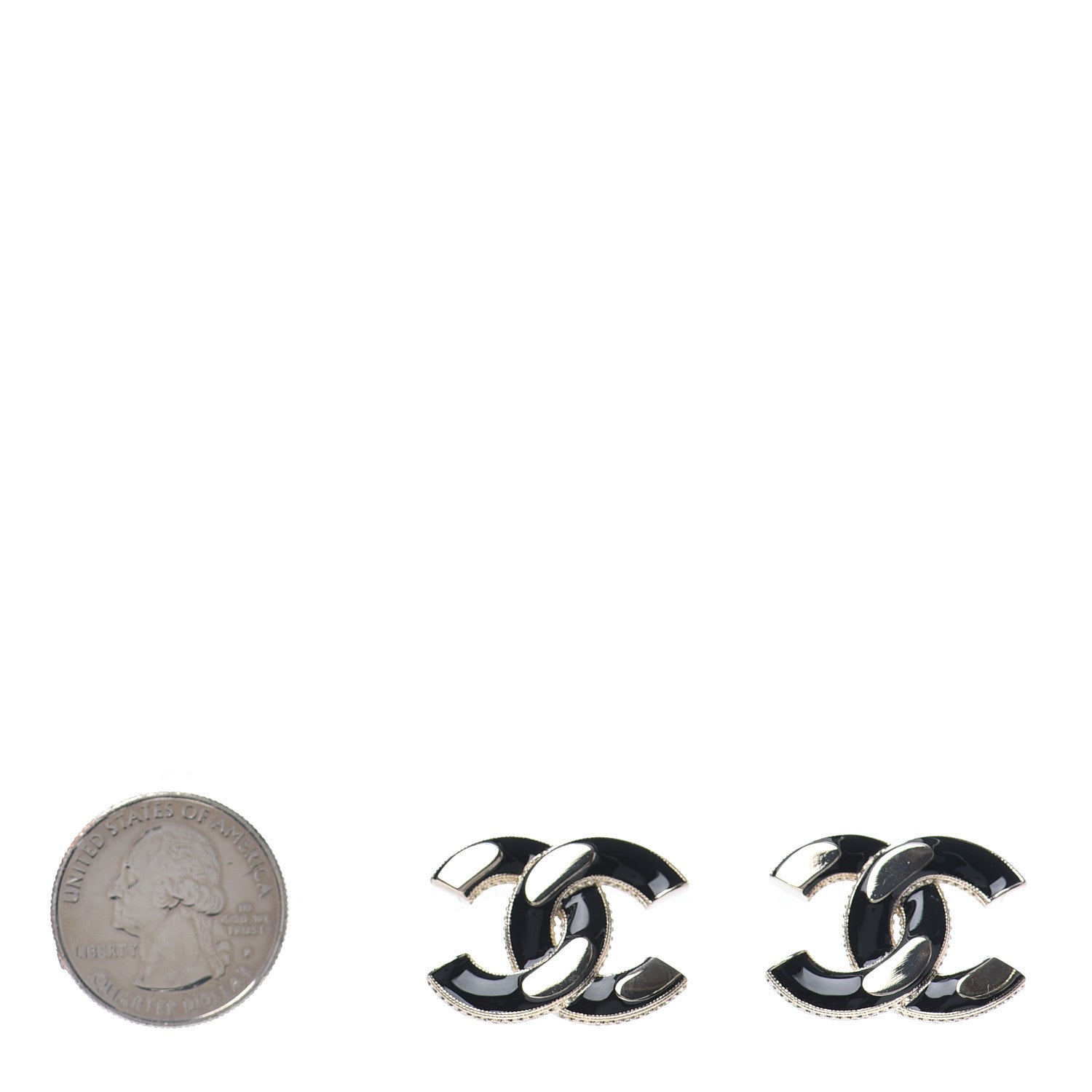 Chanel Enamel CC Earrings Black Gold 2 of 4