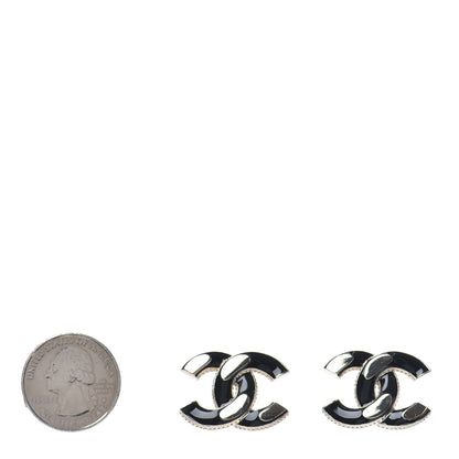 Chanel Enamel CC Earrings Black Gold 2 of 4