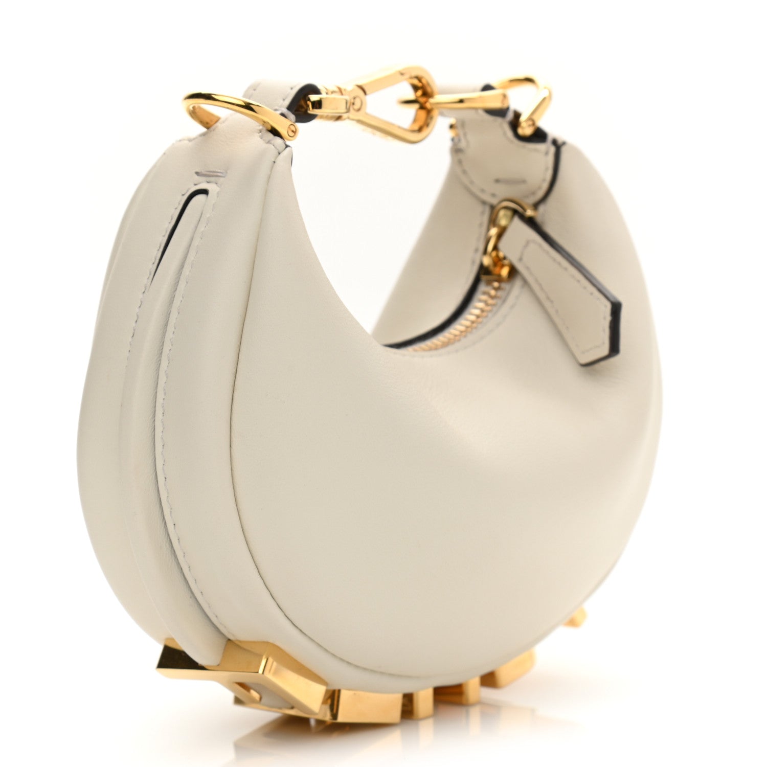 Fendi Vitello Grace Matte Nano Fendigraphy Hobo Charm White Ice 2 of 9