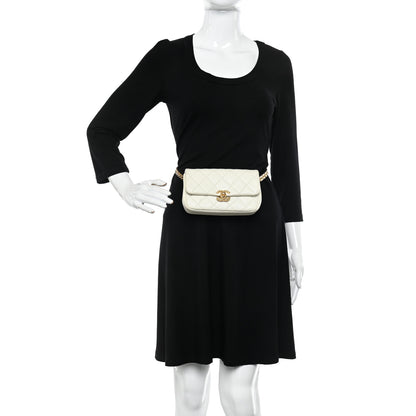 Chanel Caviar Quilted Chain Melody Waist Belt Bag White 2 of 11