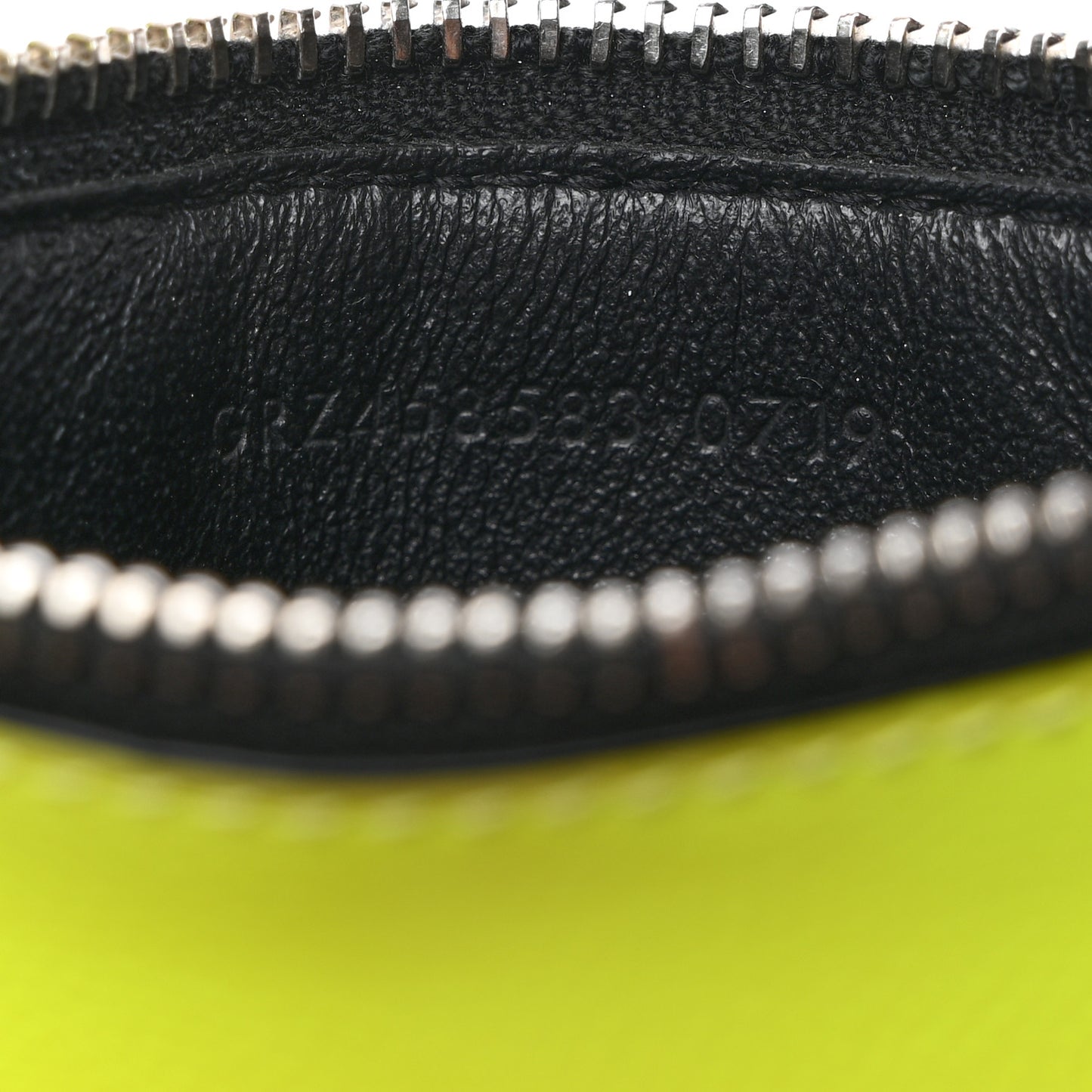 Patent Calfskin 5 Fragments Zip Card Case Neon Yellow