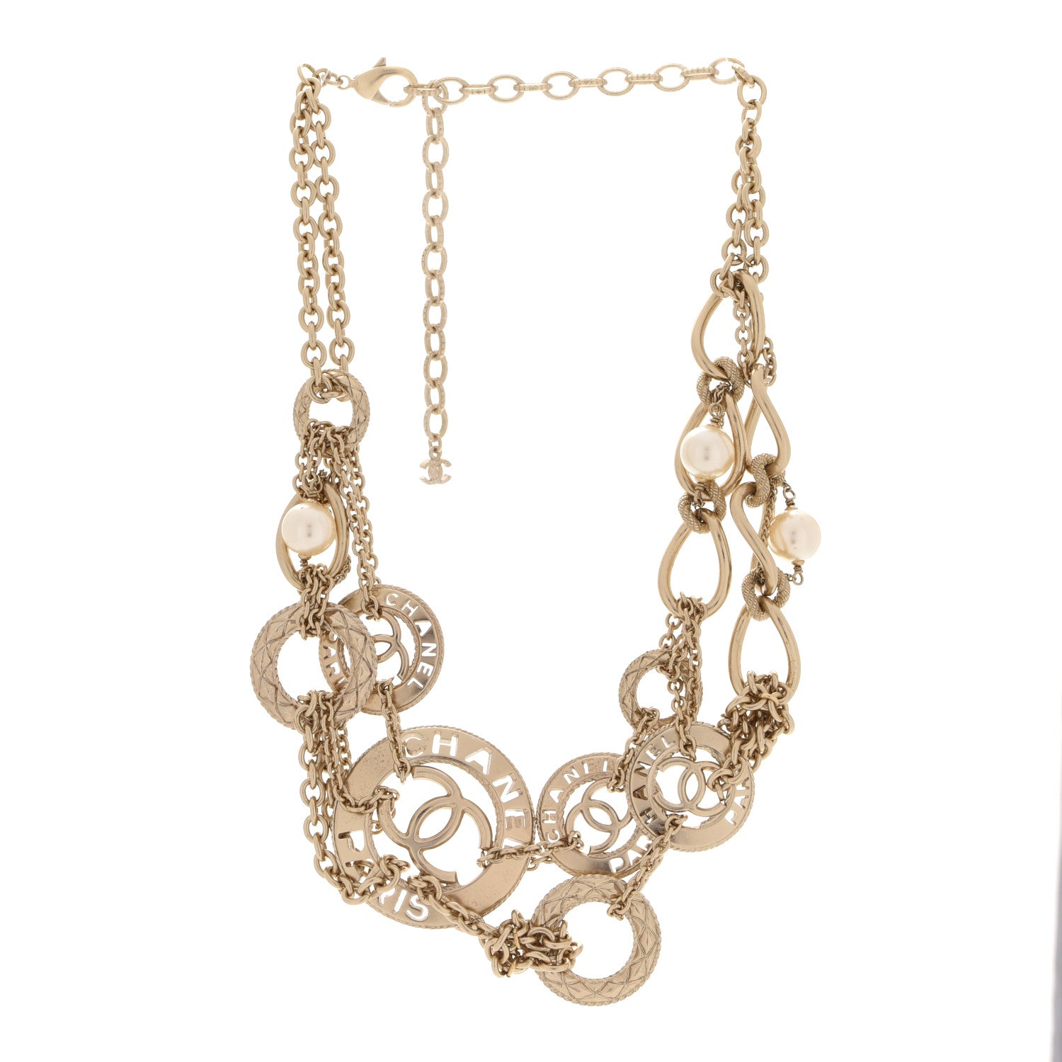 Chanel Pearl Chain Link CC Necklace Gold 3 of 6