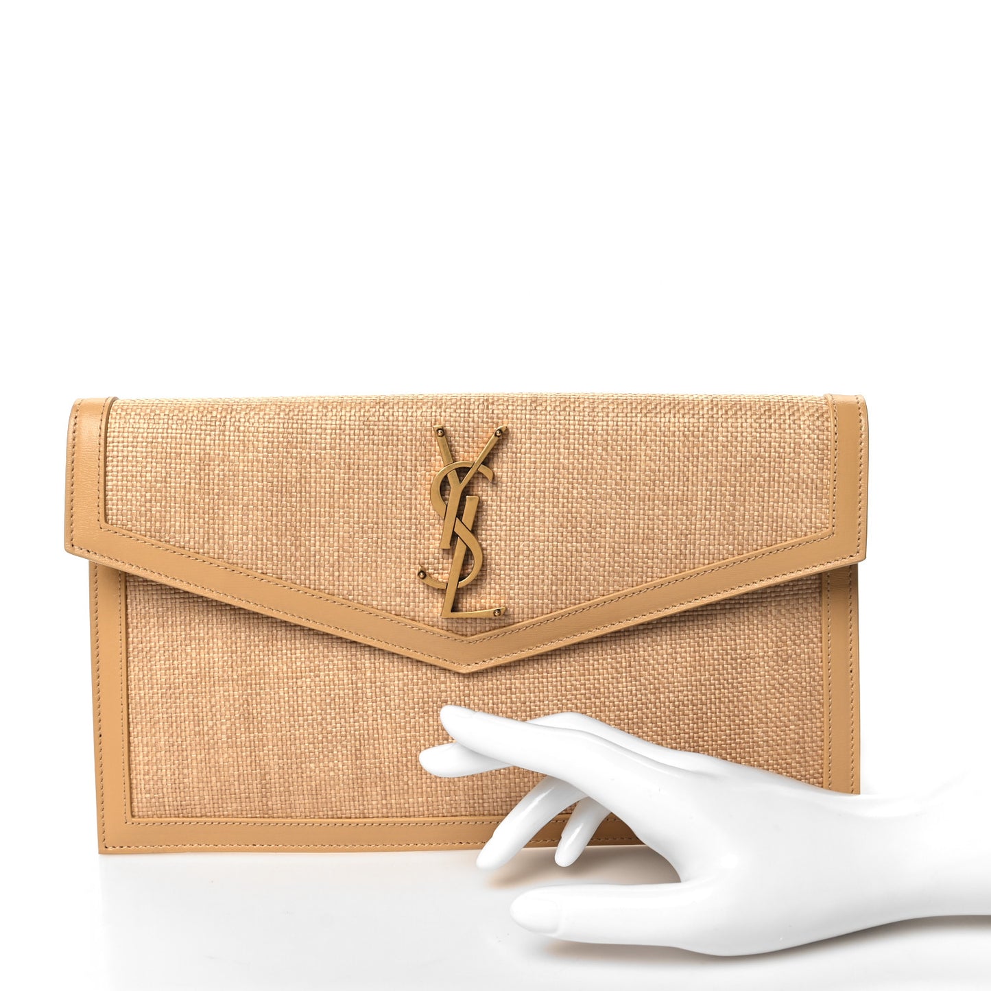 Micro Raffia Uptown Pouch Natural Hay Blush