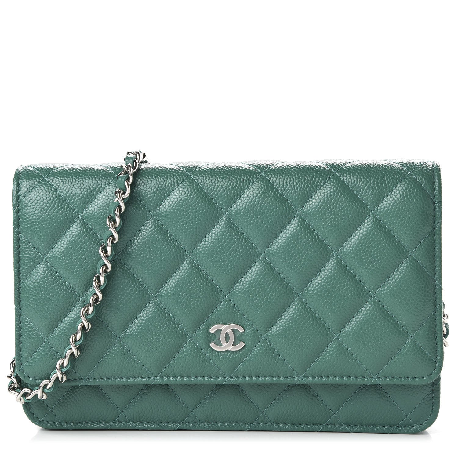 Chanel Iridescent Caviar Quilted Wallet On Chain WOC Green 1 of 11