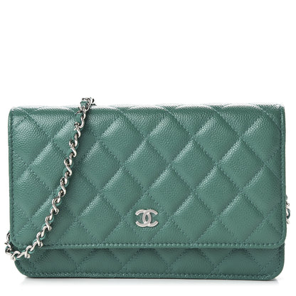 Chanel Iridescent Caviar Quilted Wallet On Chain WOC Green 1 of 11