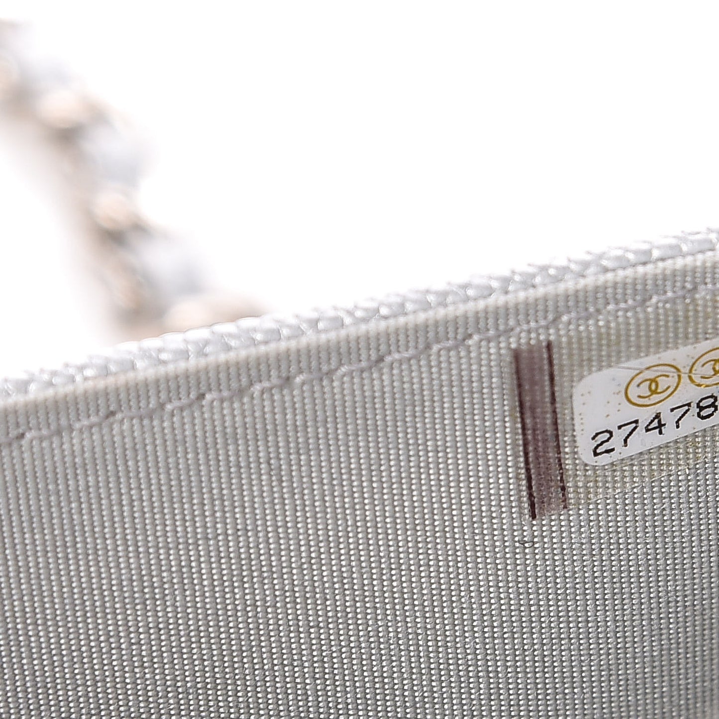 Metallic Caviar Chevron Quilted Vintage Mademoiselle Wallet On Chain WOC Silver