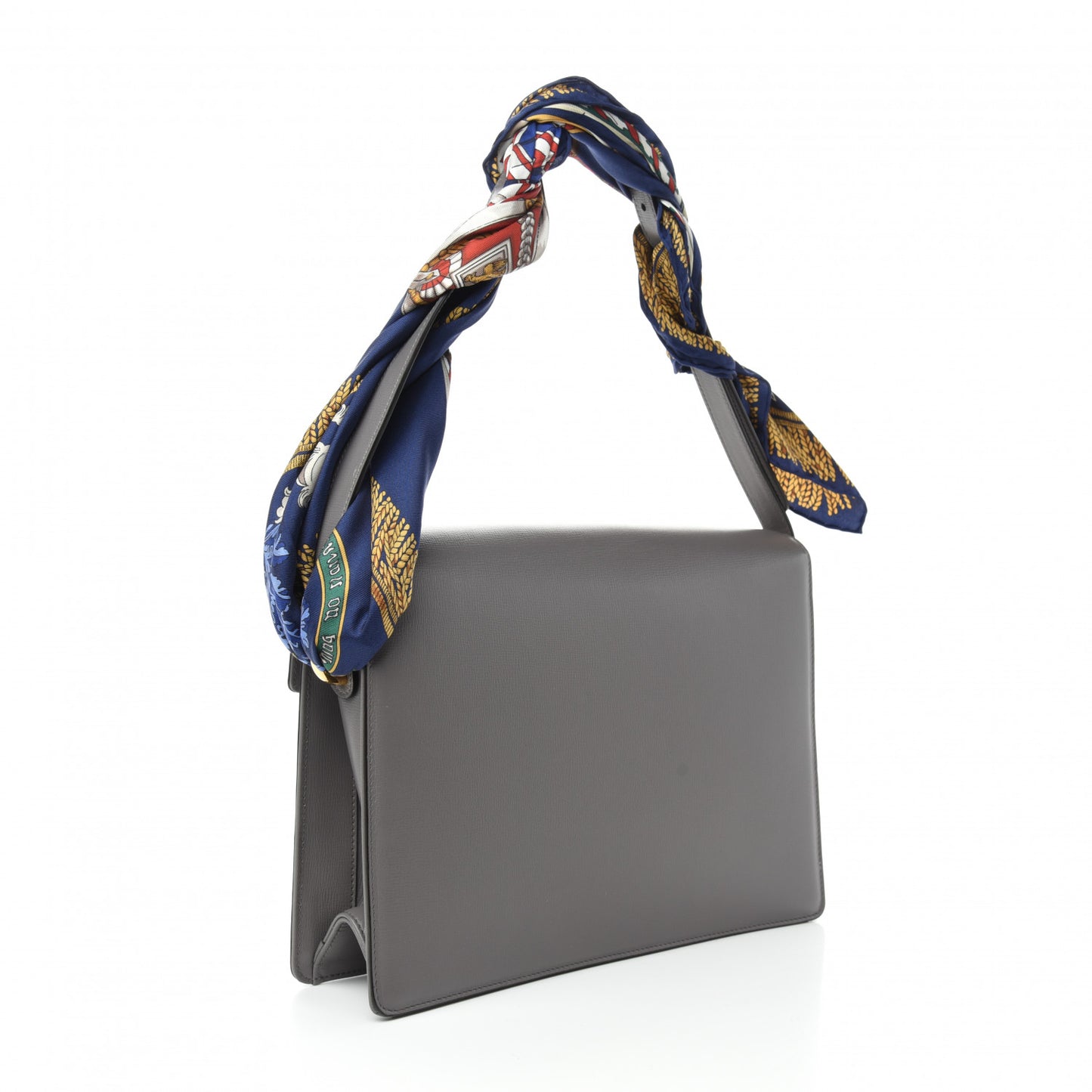 Textured Calfskin Silk Scarf Medium Torchon GG Ring Shoulder Bag Grey
