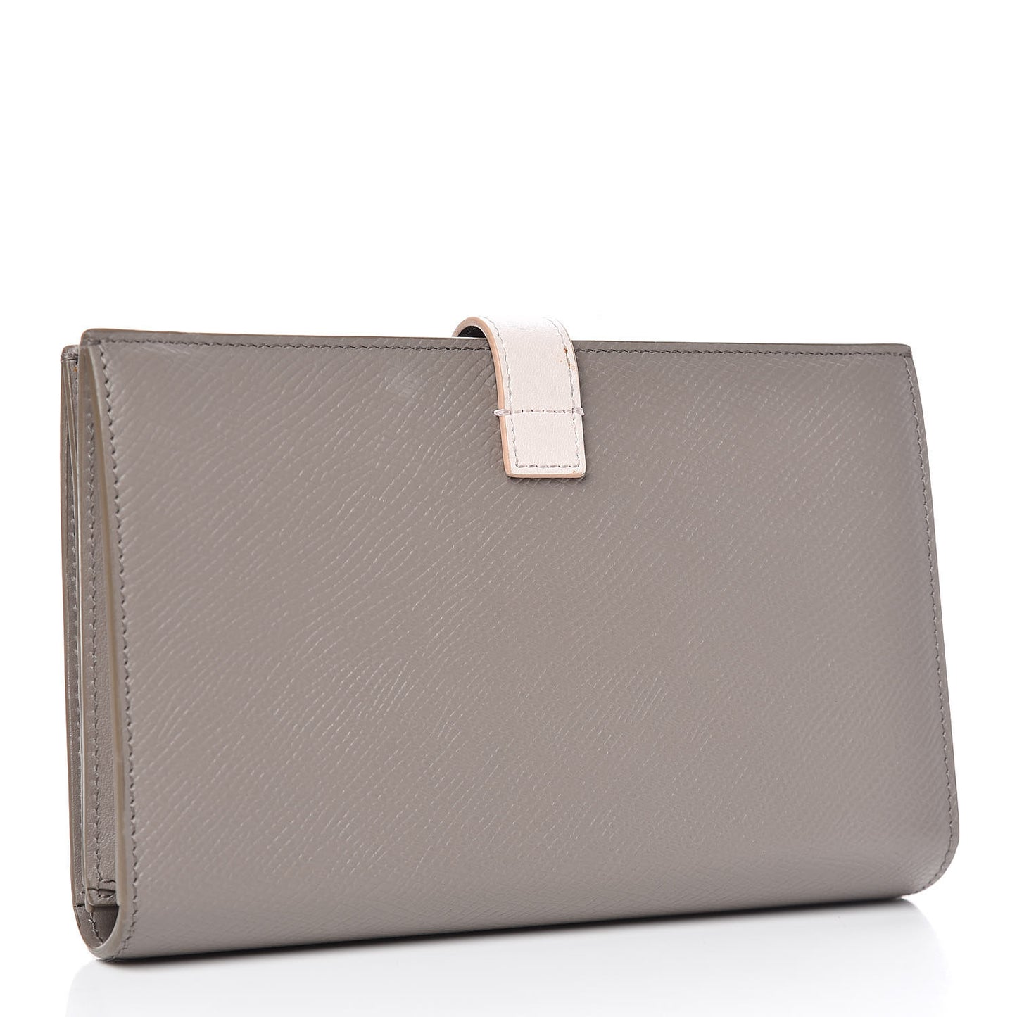 Grained Calfskin Large Multifunction Strap Wallet Grey Vintage Pink