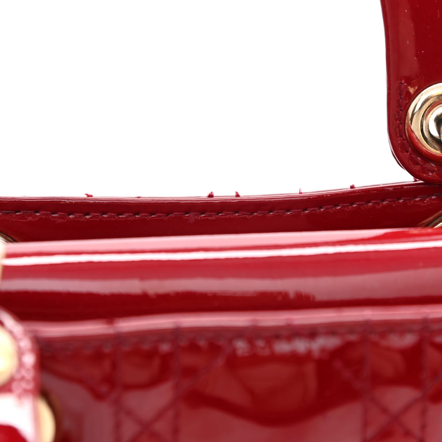 Patent Cannage Mini Lady Dior Red