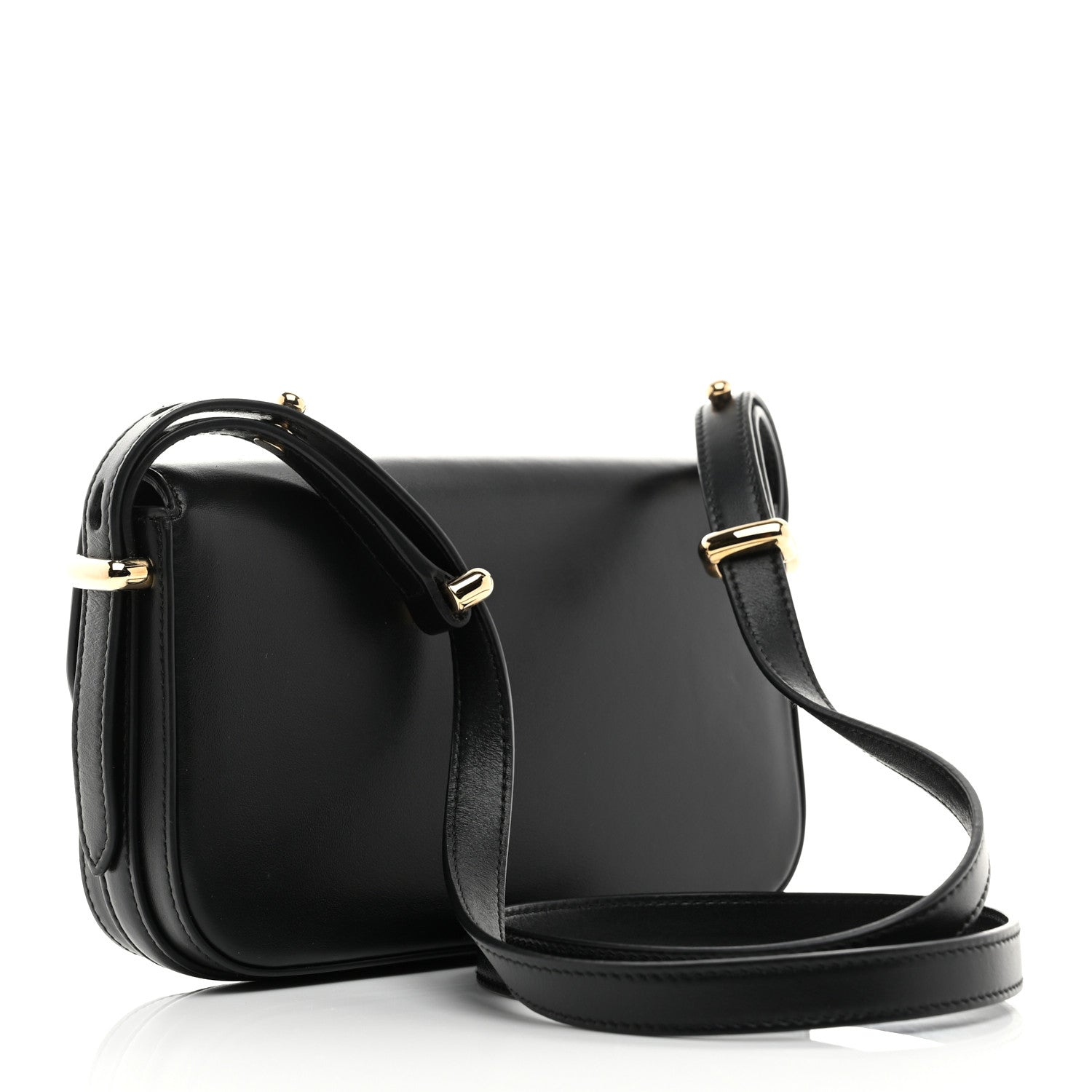 Prada Soft Calfskin Metal Triangle Logo Flap Shoulder Bag Black 3 of 10