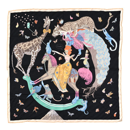 Hermes Silk Story Scarf 90 Marron Black Jaune Multicolor 1 of 4