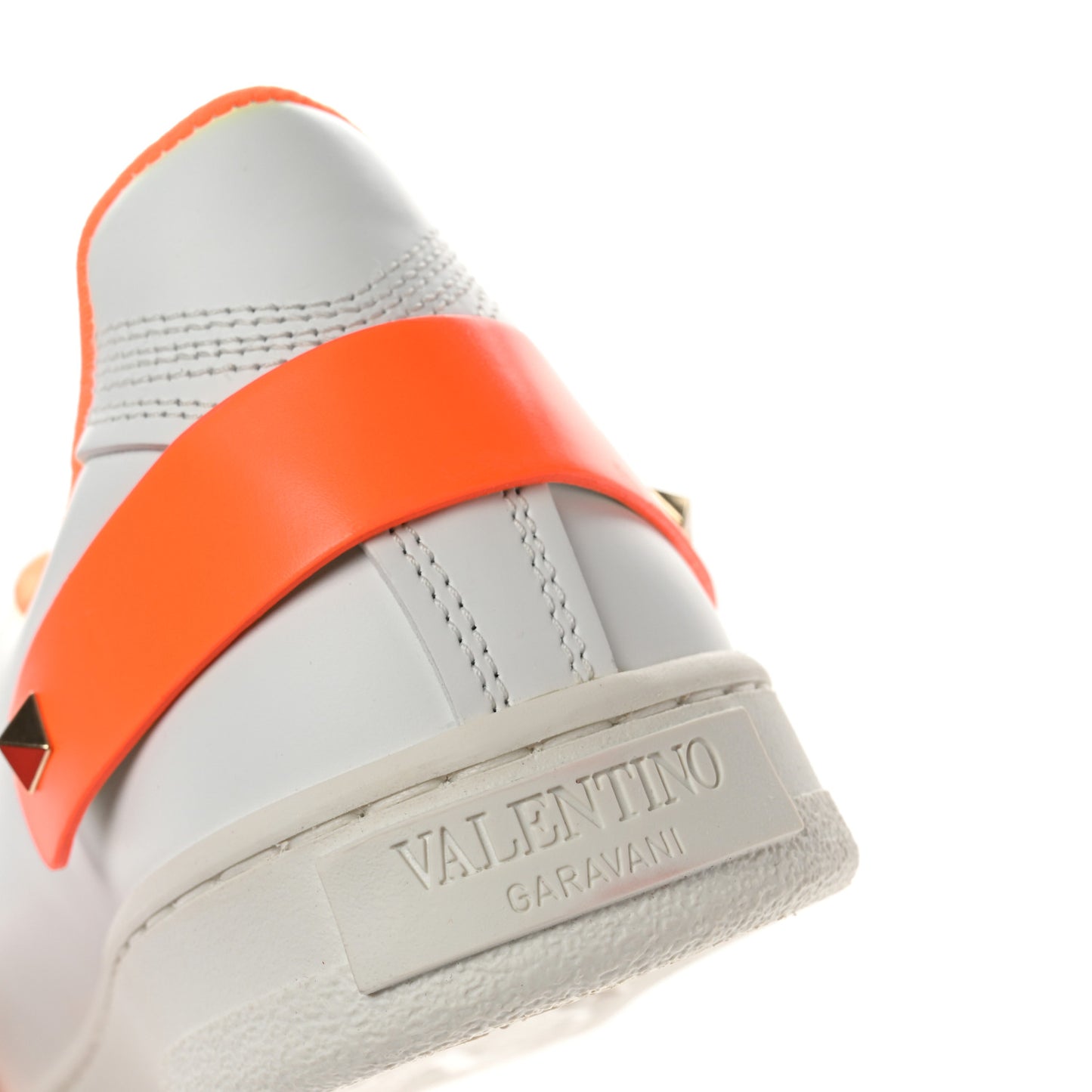 Calfskin Womens Backnet Sneakers 37 White Orange Fluo