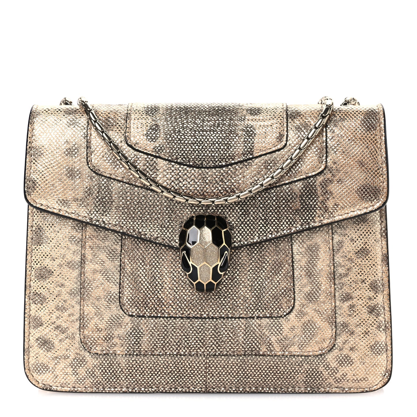 Metallic Karung Serpenti Forever Crossbody Beige