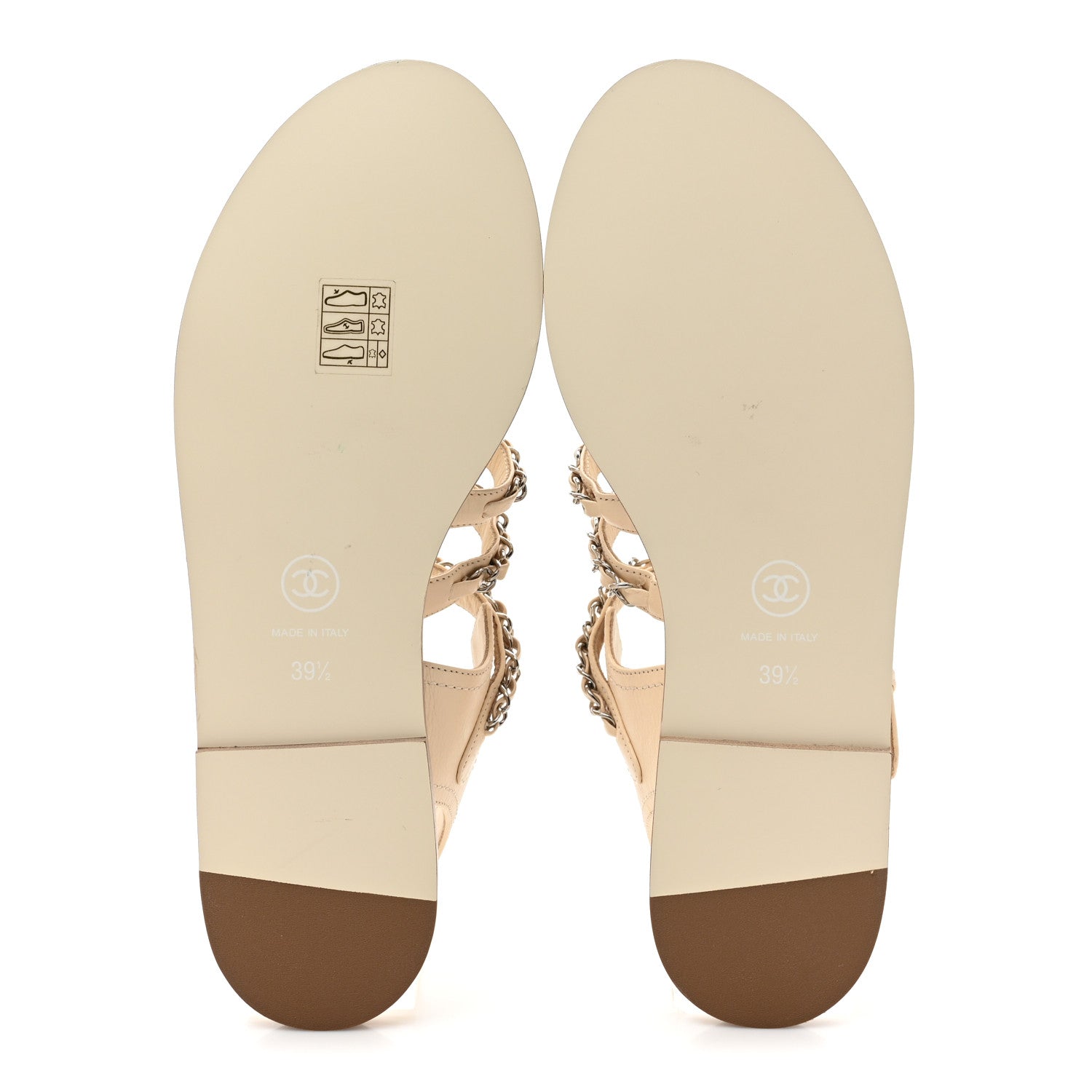 Chanel Lambskin Chain Flat Sandals 39.5 Beige 5 of 8