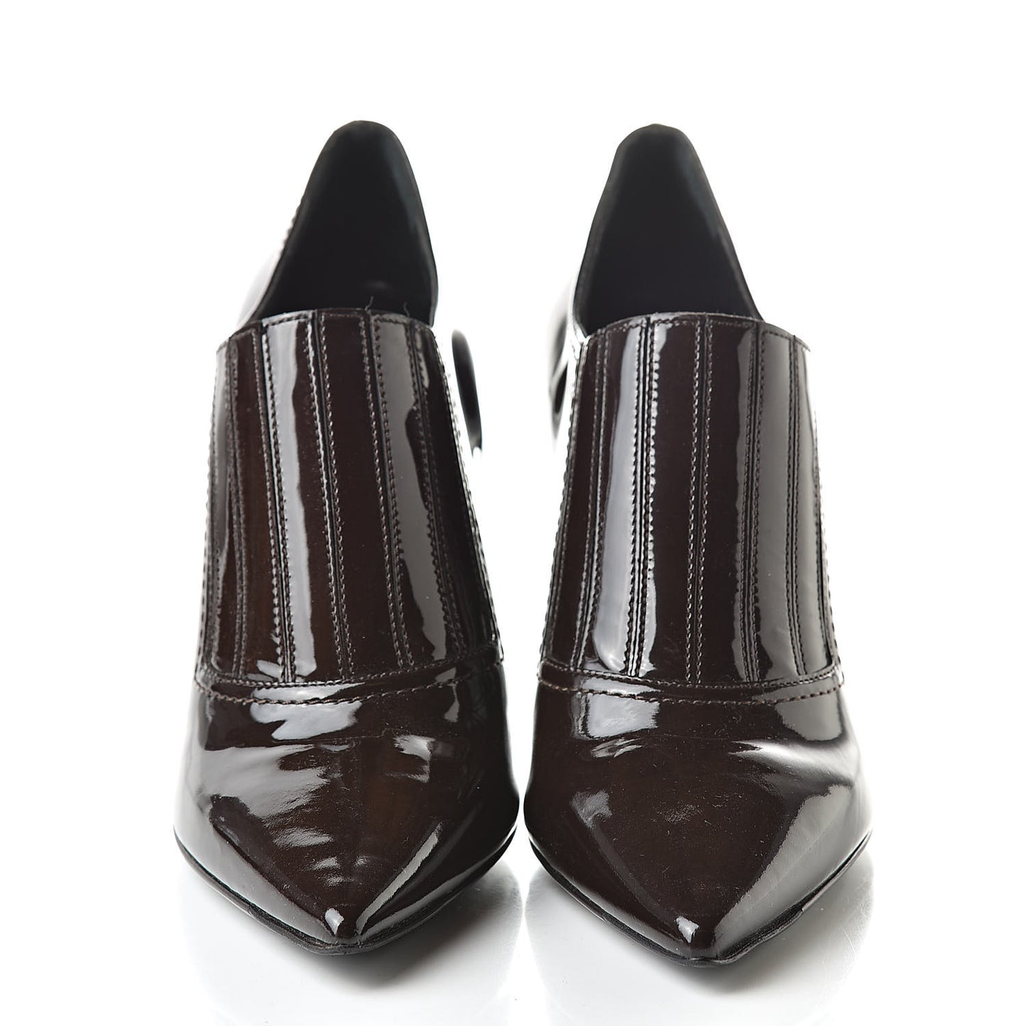 Patent Pointed Toe Ankle Boots 38 Brown