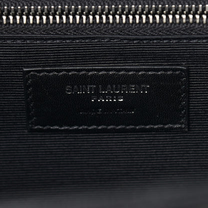 Saint Laurent Grain De Poudre Matelasse Chevron Large Monogram Satchel Black 6 of 11
