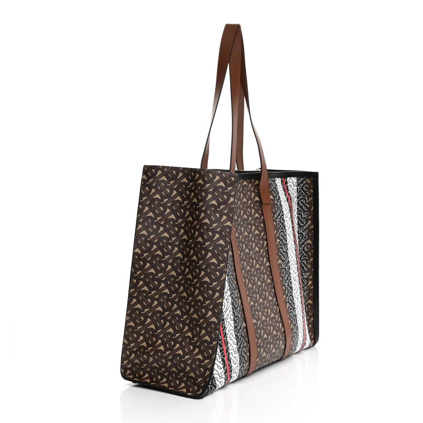 E-Canvas Monogram Stripe Book Tote Bridle Brown