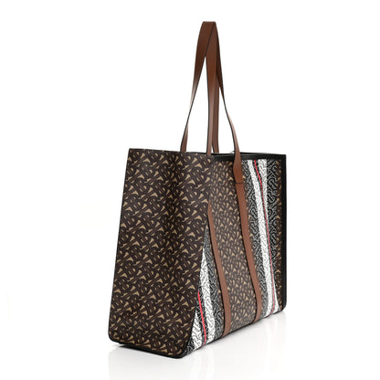 Burberry E-Canvas Monogram Stripe Book Tote Bridle Brown 4 of 13