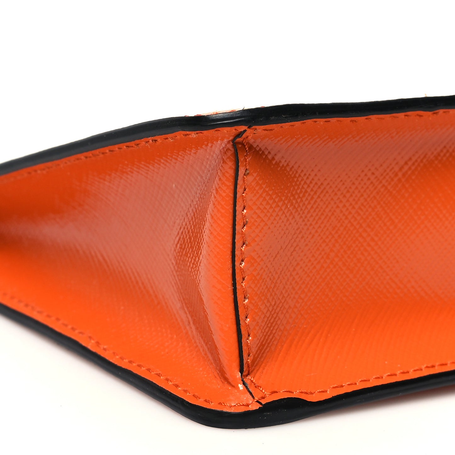 Saffiano Vernice Chain Crossbody Bag Papaya